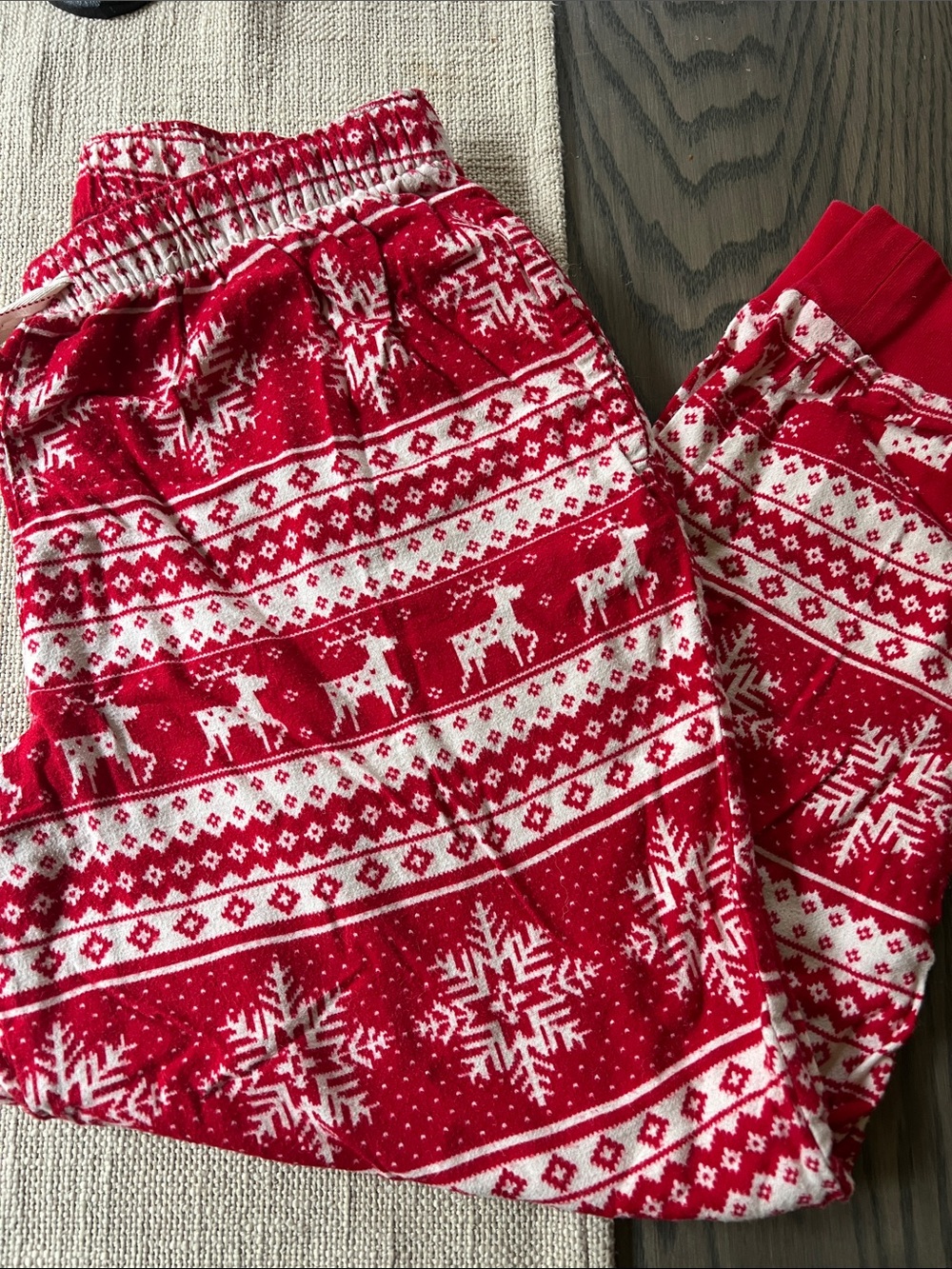 Old Navy Red and White Holiday Reindeer Pajama Pants